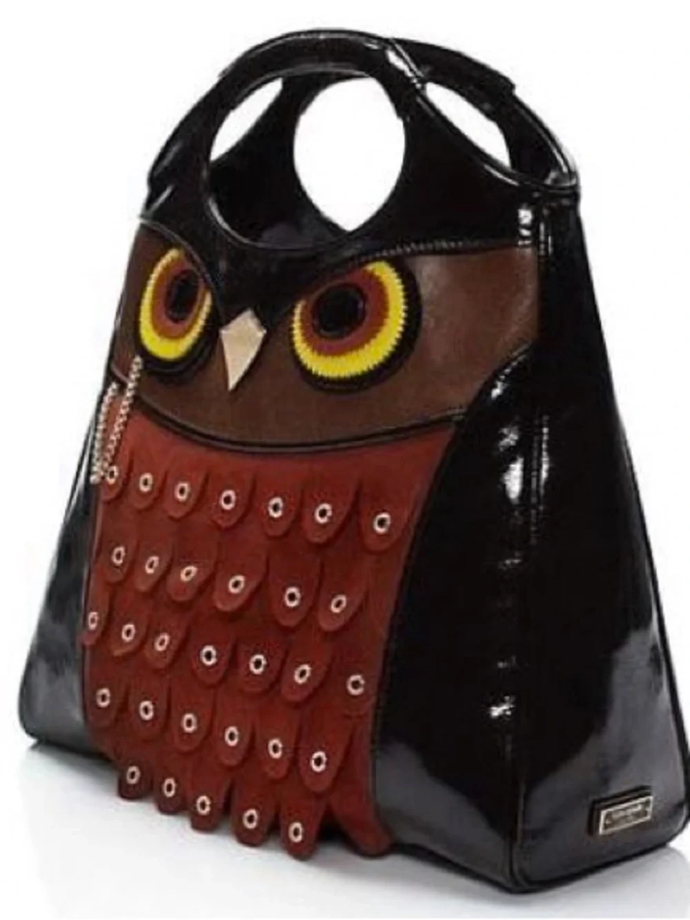 Kate Spade Maximillian Maxwell Owl Tote featuring patent leather and suede